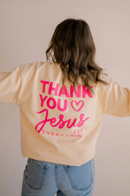 Thank you Jesus Pullover -Yellow