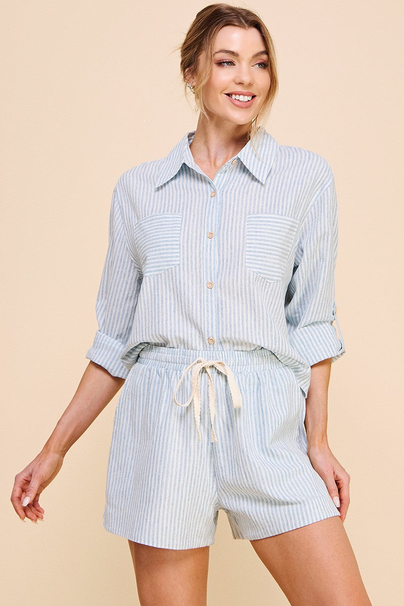 Blue Stripe Linen Shirt