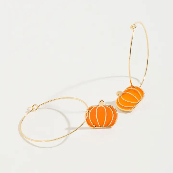 Pumpkin Charm Hoop Earrings