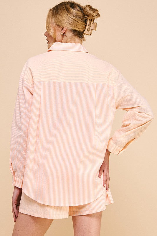 Tangerine Stripe Button Up