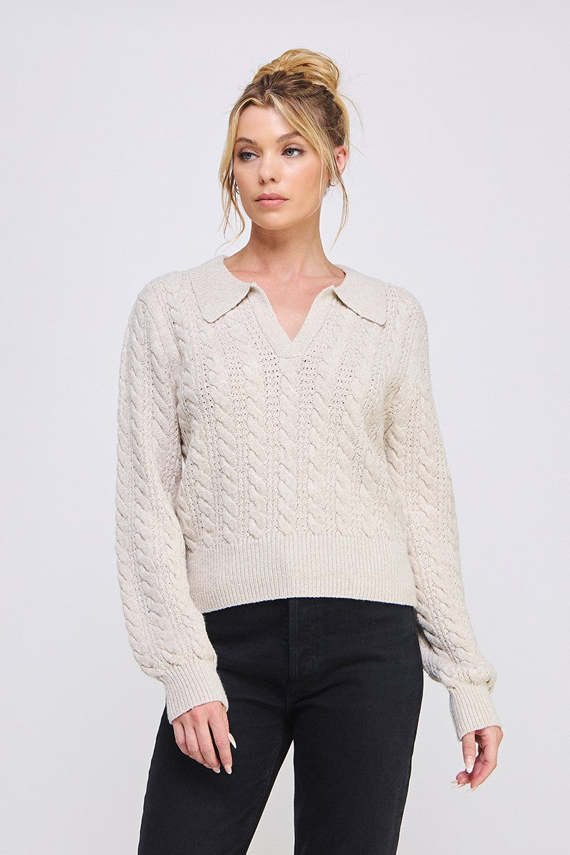 Heather Oat Collar Pullover