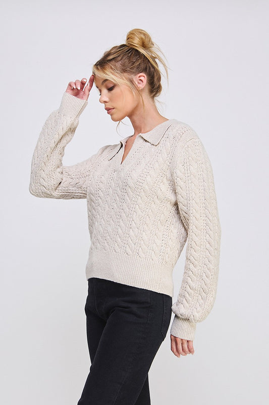 Heather Oat Collar Pullover