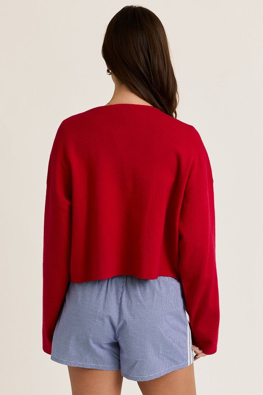 Red Sweater Cardigan