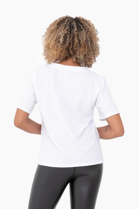 White Cotton Blend Tee