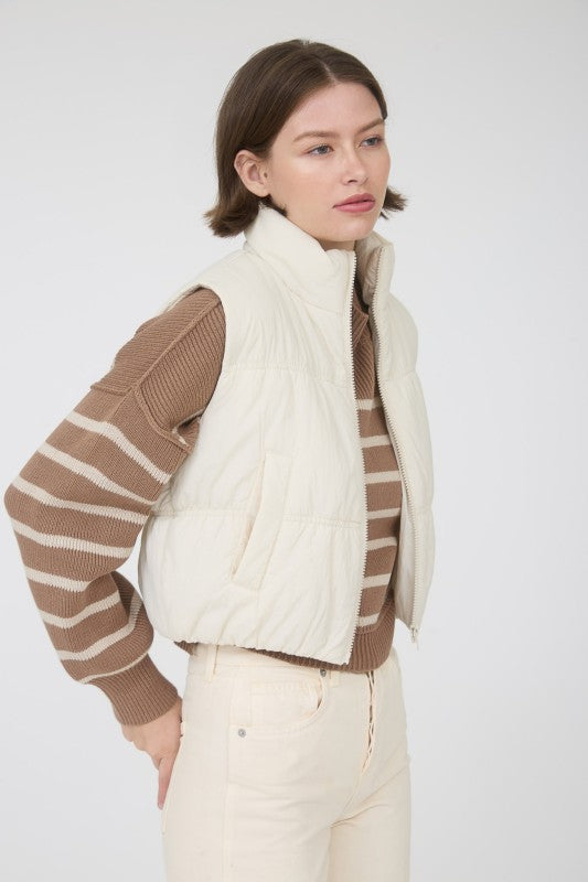 Ivory Collared Puffer Vest