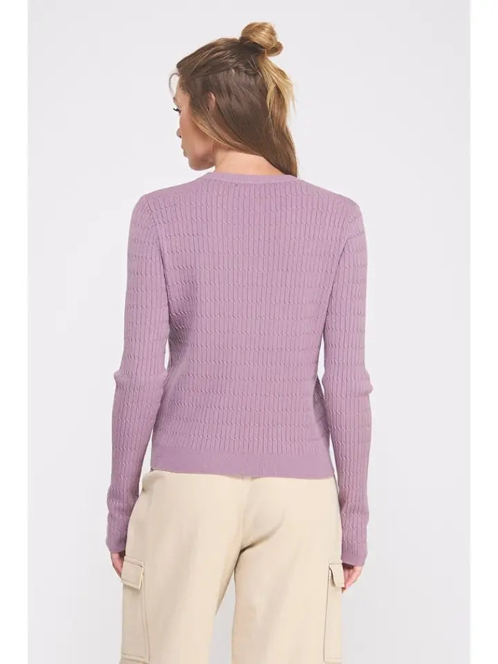 Orchid Tight Cable Knit Sweater