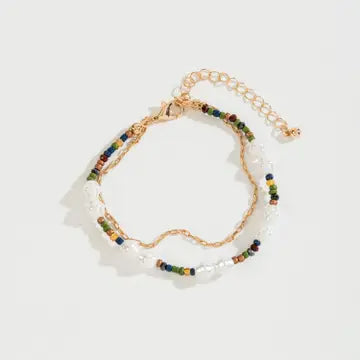 Bead & Pearl Chain Bracelet
