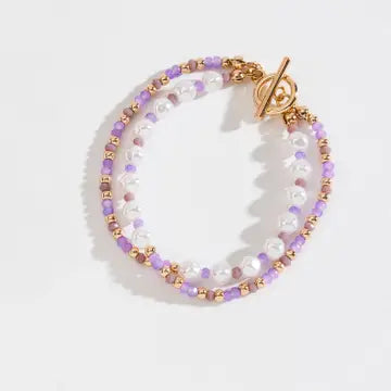 Seed & Pearl Layered Toggle Bracelet