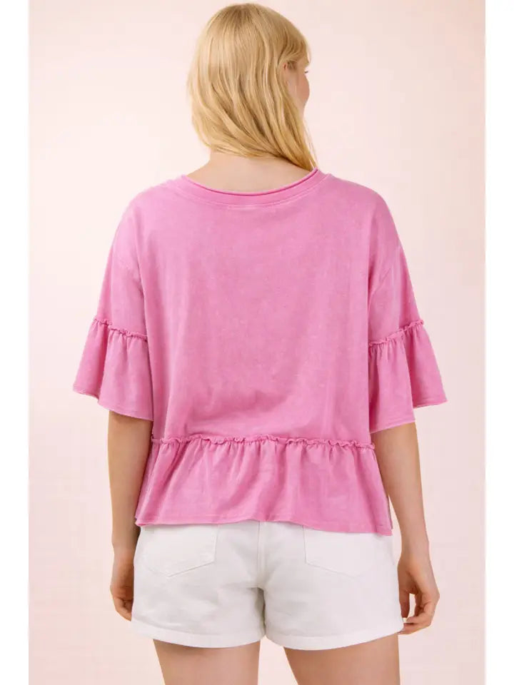Mineral Washed Ruffle Top
