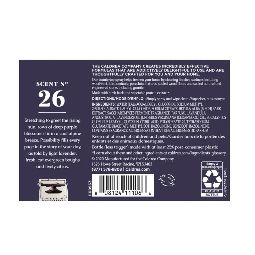 Lavender Cedar Leaf Countertop Spray with Vegetable Protein