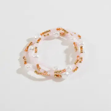 Pink Glass Bead & Pearl Bracelet