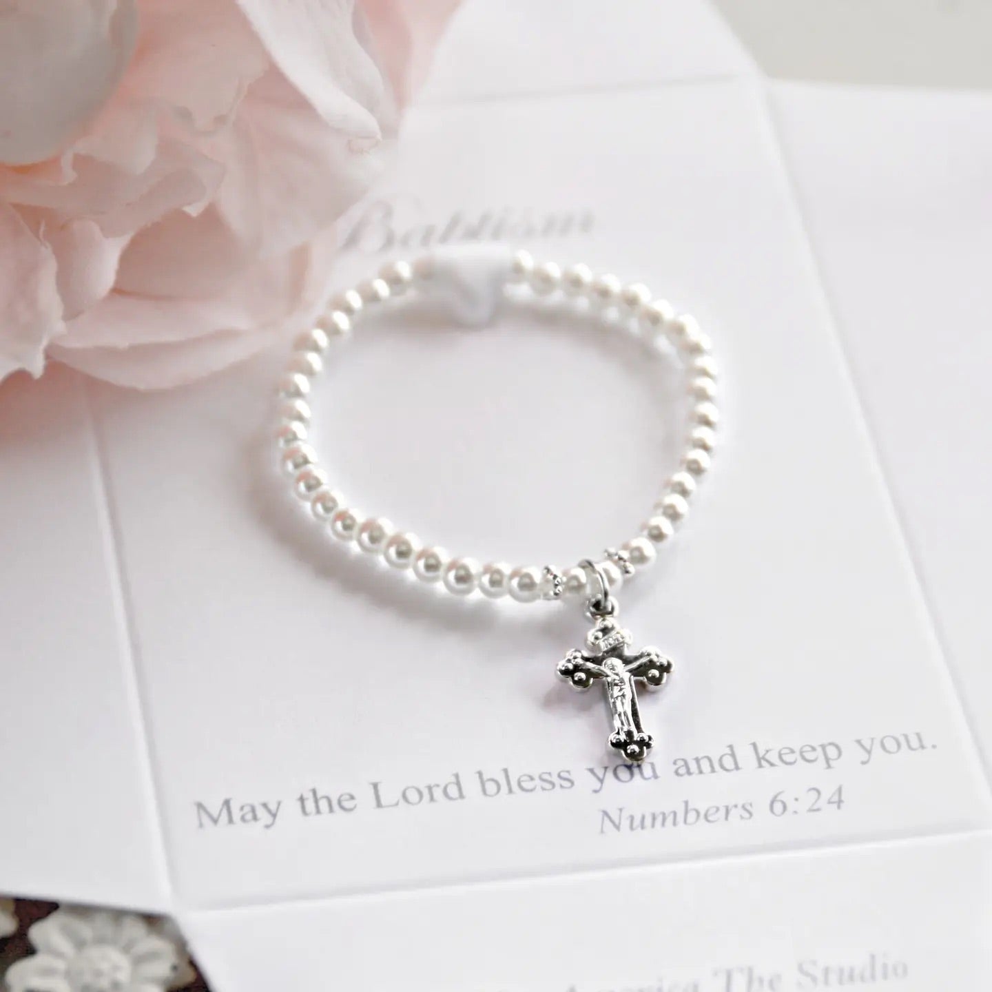 Baptism Pearl Bracelet Crucifix