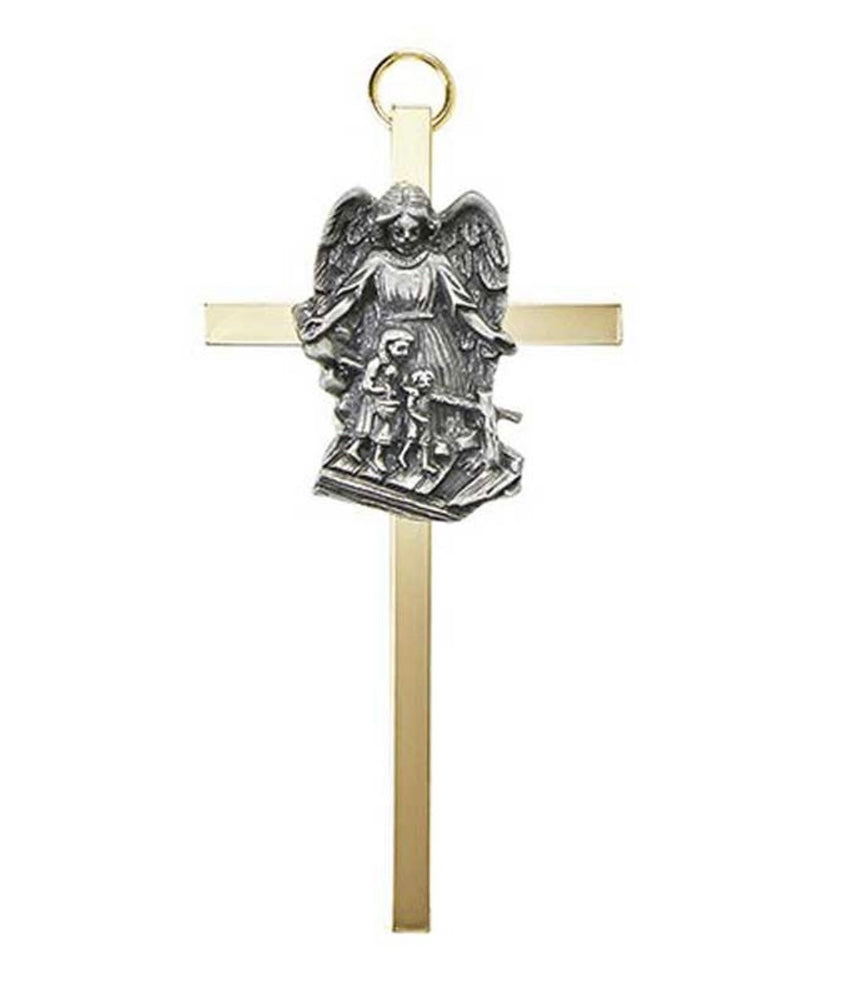4.25” Guardian Angel Brass Cross