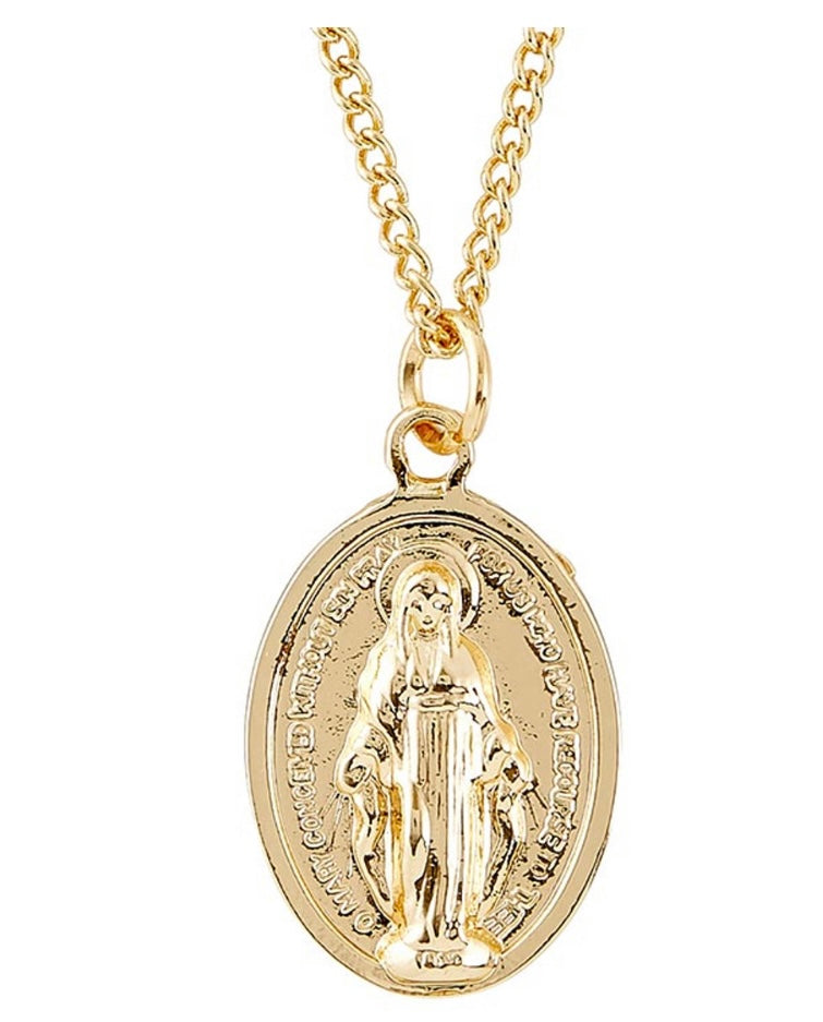 Gold Miraculous Medal Necklace