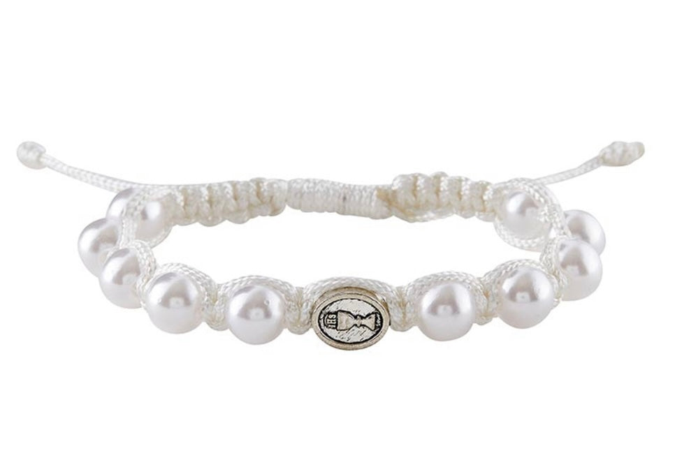 White First Communion Rosary Bracelet
