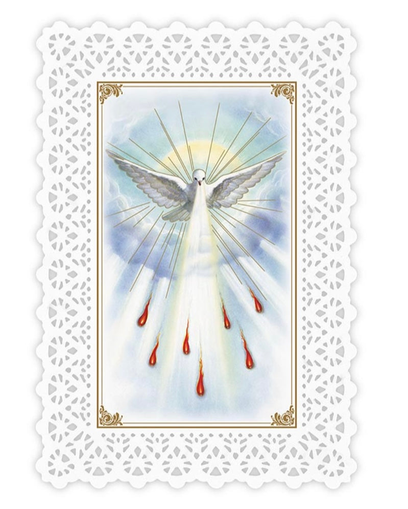 Confirmation/Come Holy Spirit Laminated Lace Holy Card