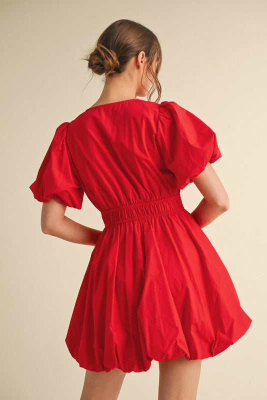 Red Voluminous Dress w/Bow Ties