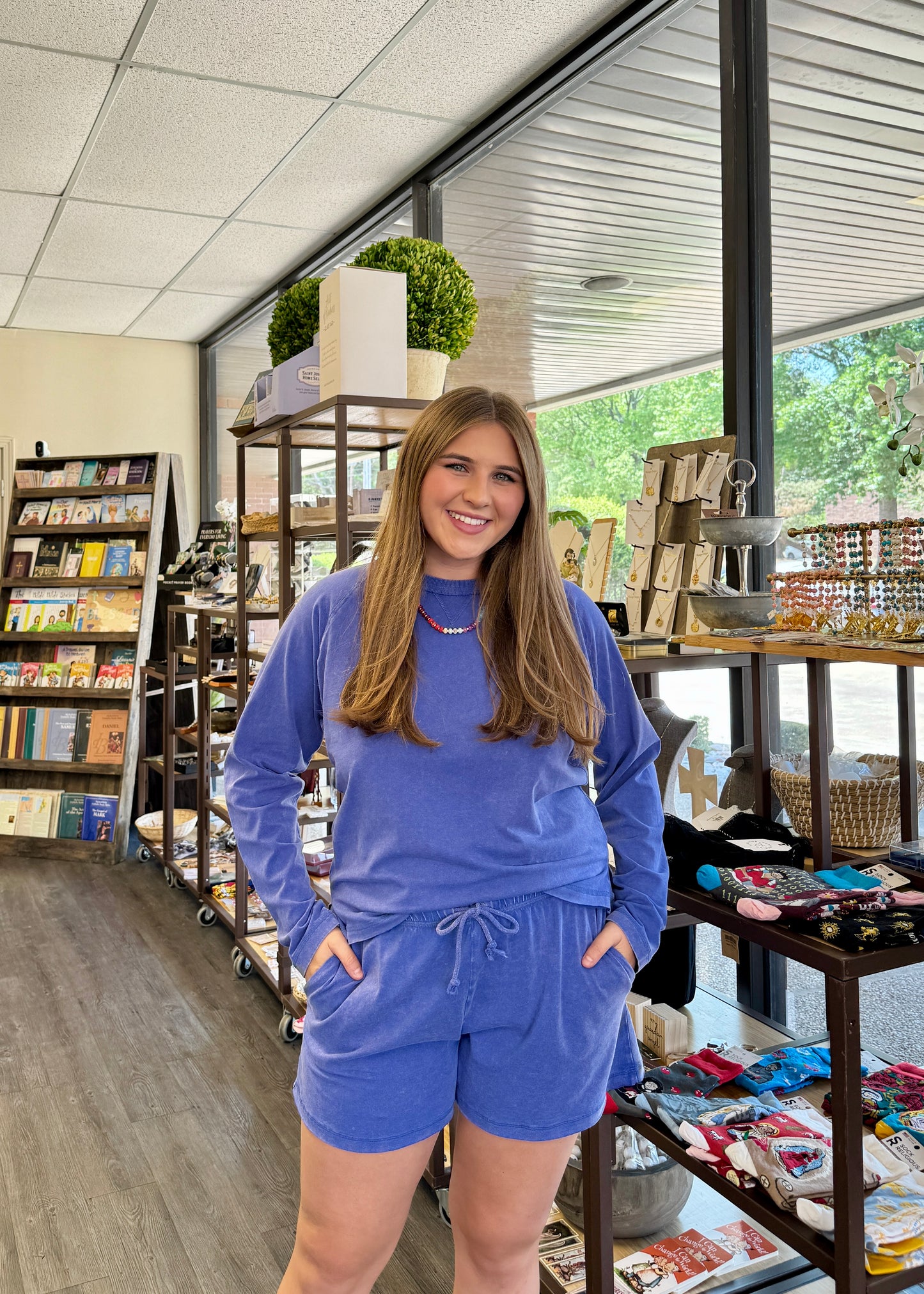 Cobalt Long Sleeve Top & Shorts Set
