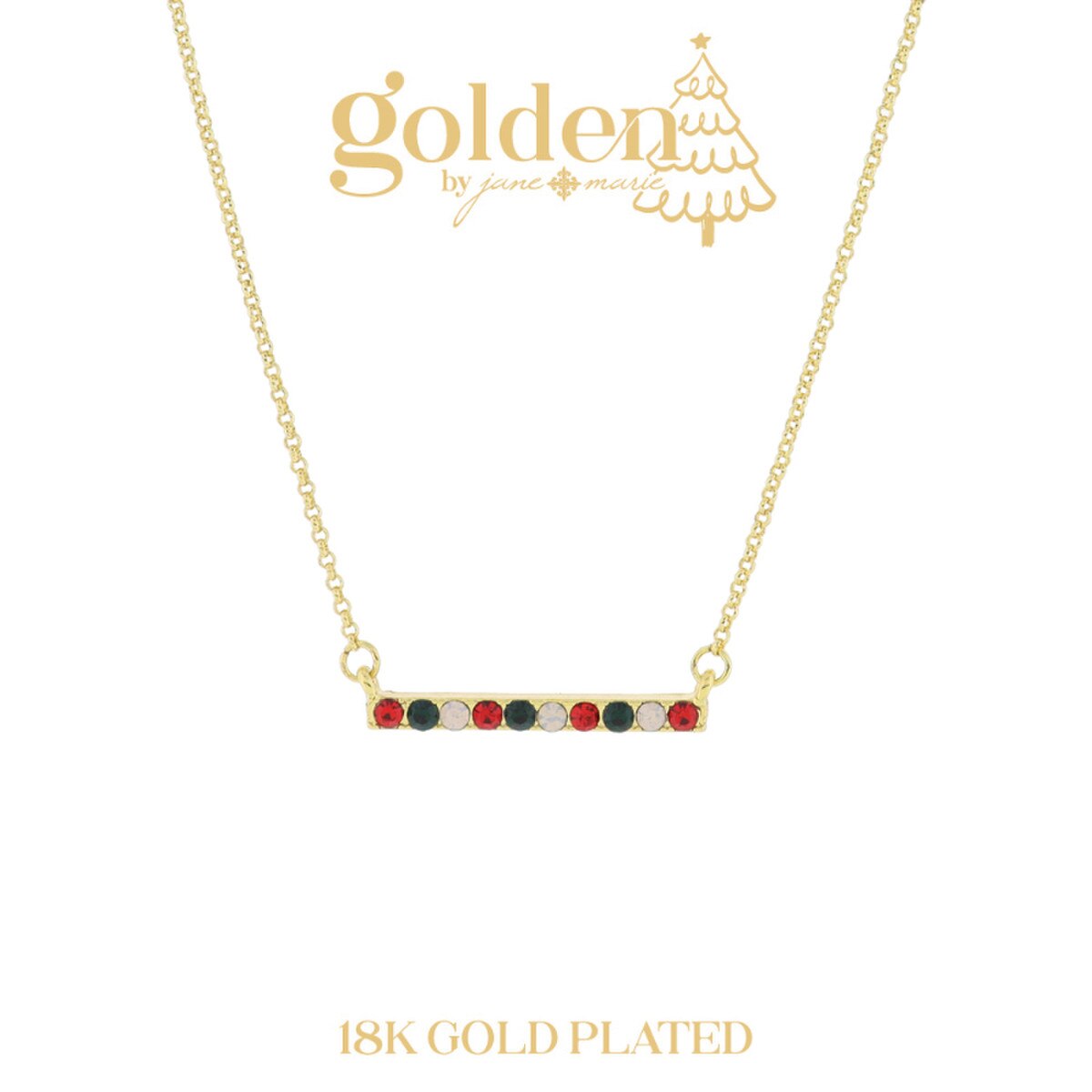 Red/Green Crystal Bar Necklace