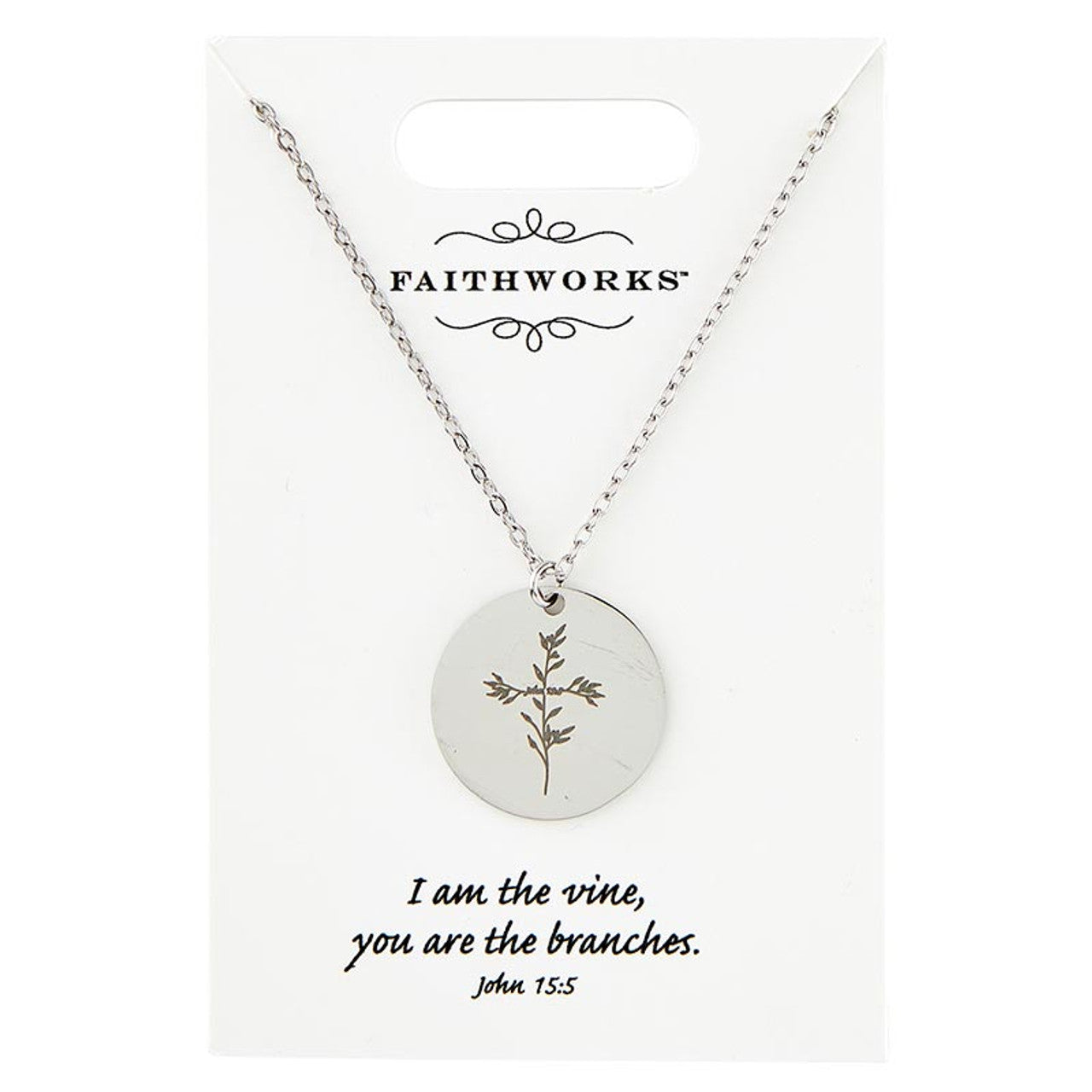 Circle Pendant Necklace- Jesus is the Vine