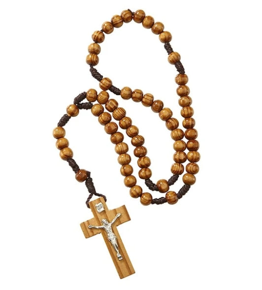Olive Wood Finish Cord Rosary
