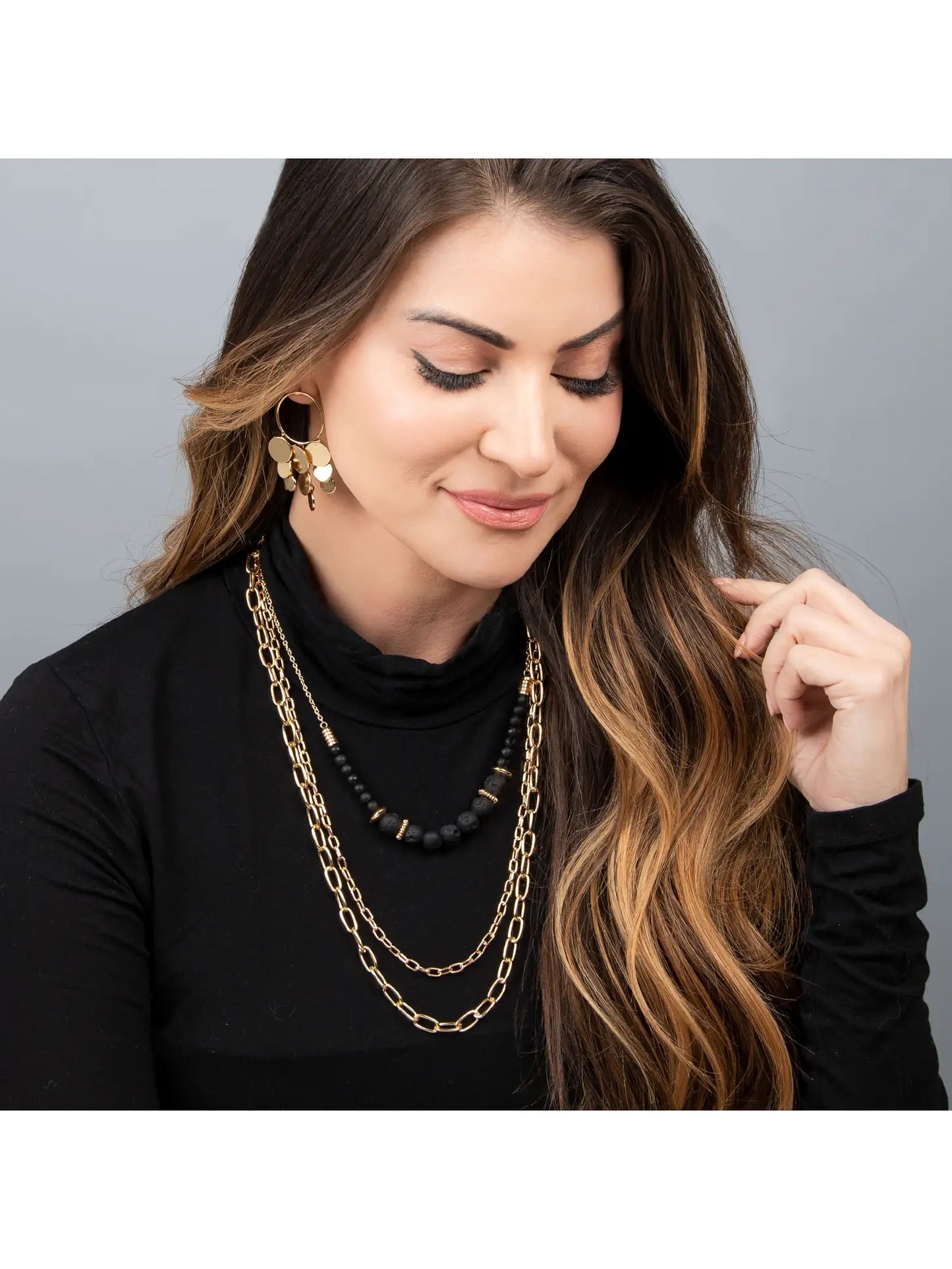 Nola Layered Gold Beaded 24" Chain Necklace