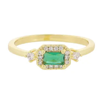 18K Gold Plated Baquette crystal outline ring