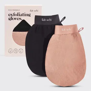 Exfoliating Glove 2pc Set- Black & Terracotta