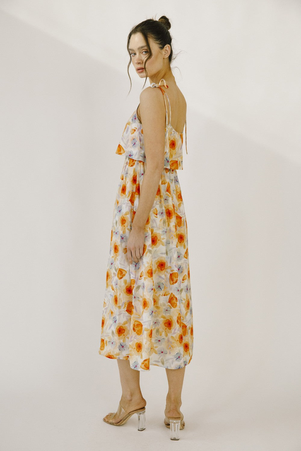 Orange Floral Midi Sundress