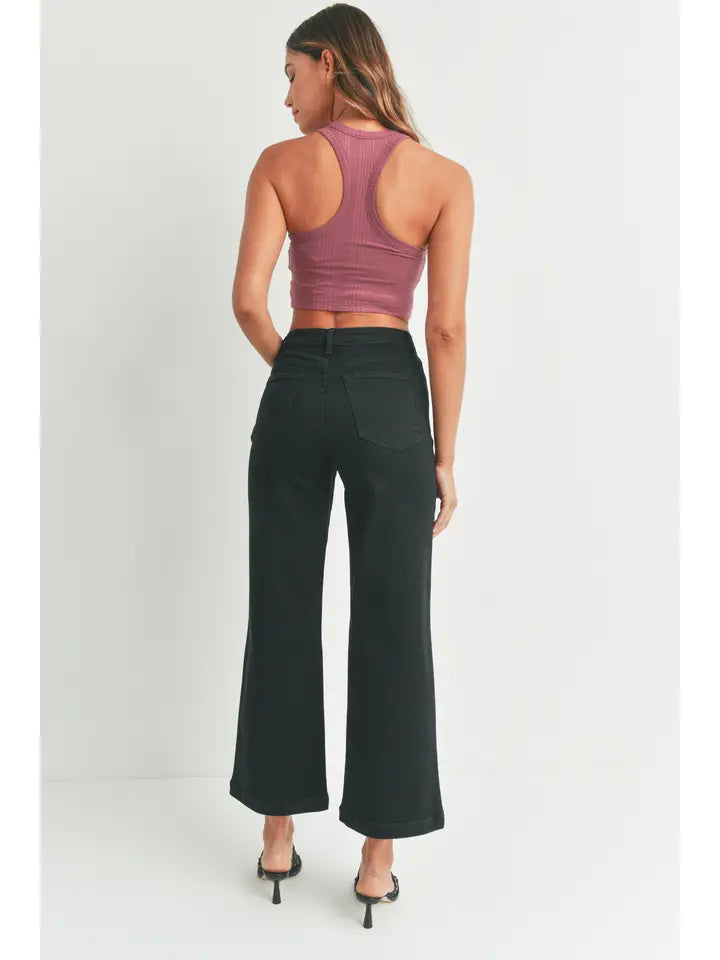 Black Patch Pocket Wide Leg