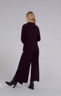 FOLDOVER NECK TOP, LONG SLEEVE