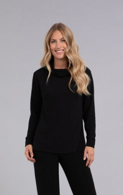 SLOUCH NECK WAFFLE SWEATER, LONG SLEEVE