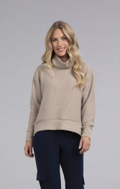TURTLE NECK HIGH LOW RIB SWEATER, LONG SLEEVE