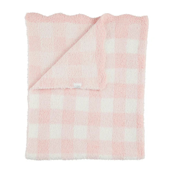 Gingham Scallop Chenille Blanket