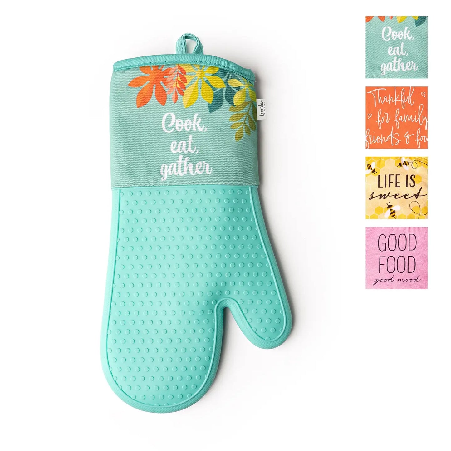 Krumbs Kitchen Homemade Happiness Silicone Oven Mitts Assort