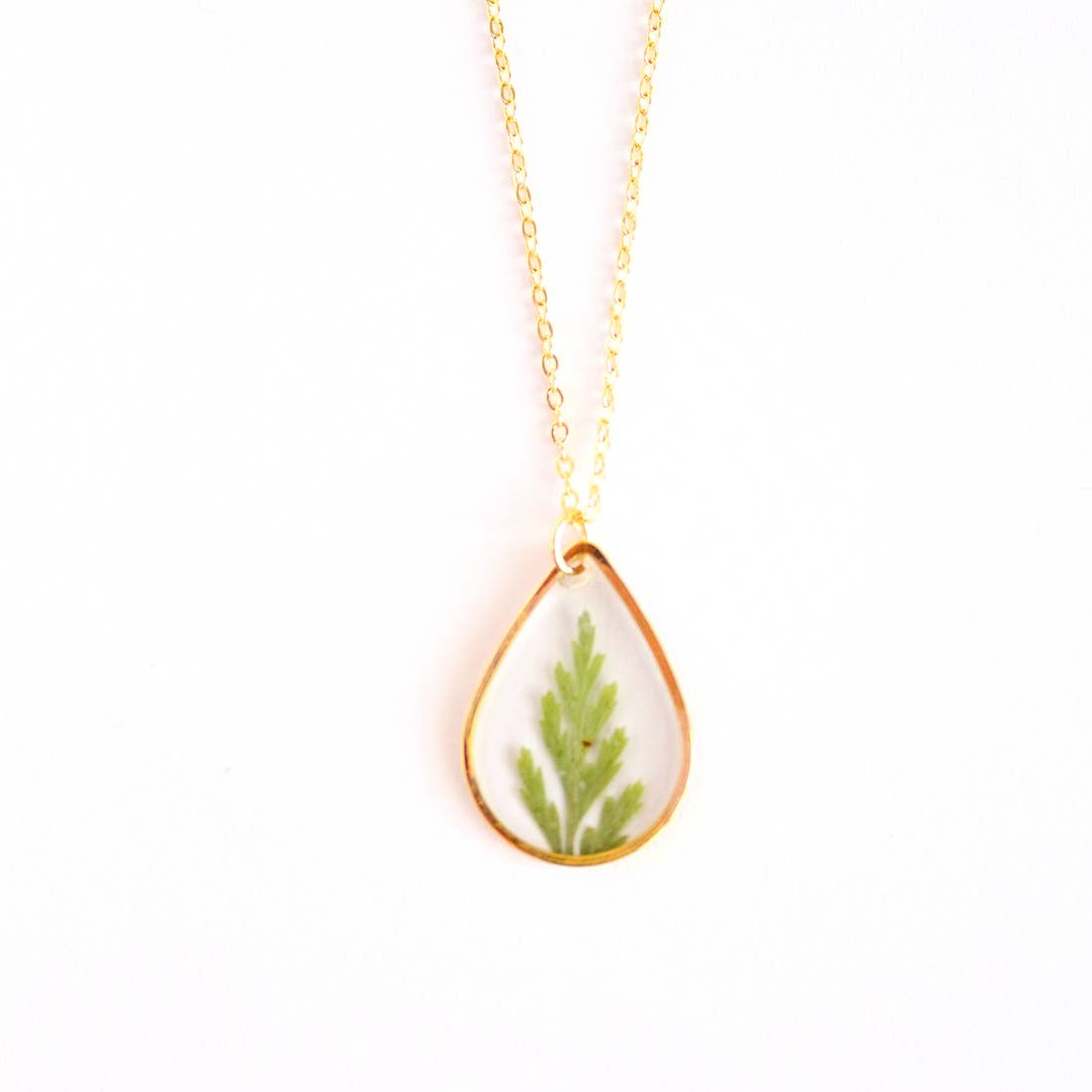 Fern Gold Teardrop Necklace