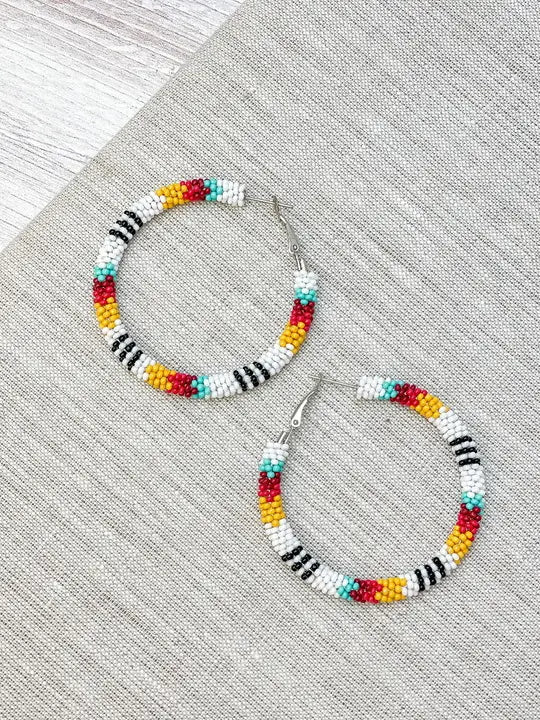 Serape Beaded Hoop Earrings