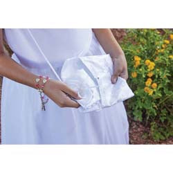 First Communion Chalice Brocade Rosary Case w/ Snap Closure