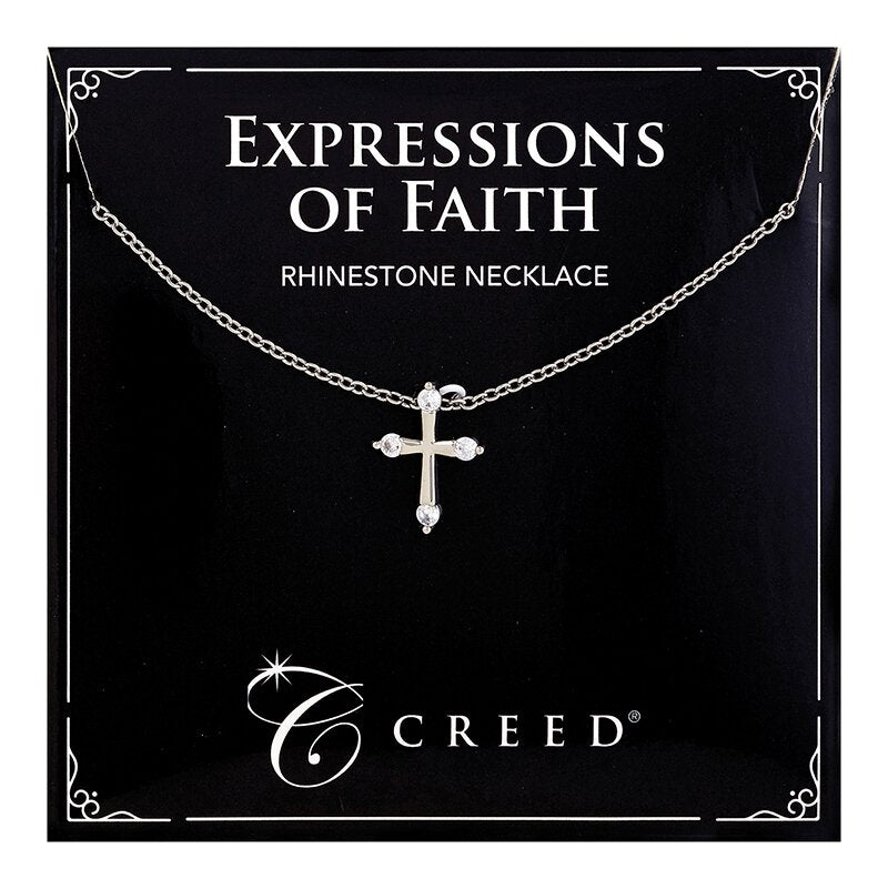 Creed® Child Rhinestone Cross Necklace - Silver