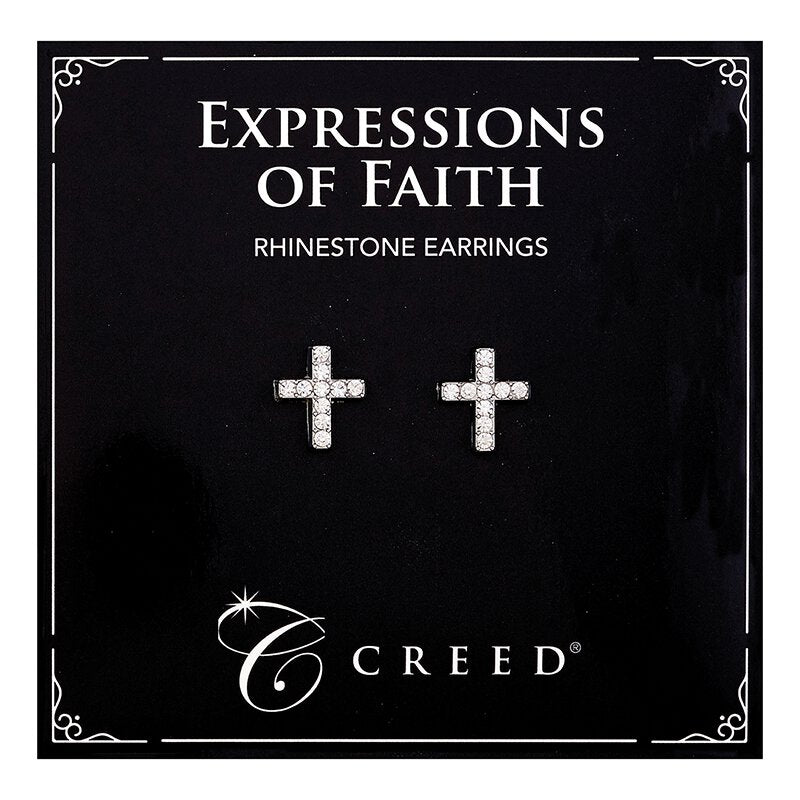 Creed® Rhinestone Cross Earring - Silver