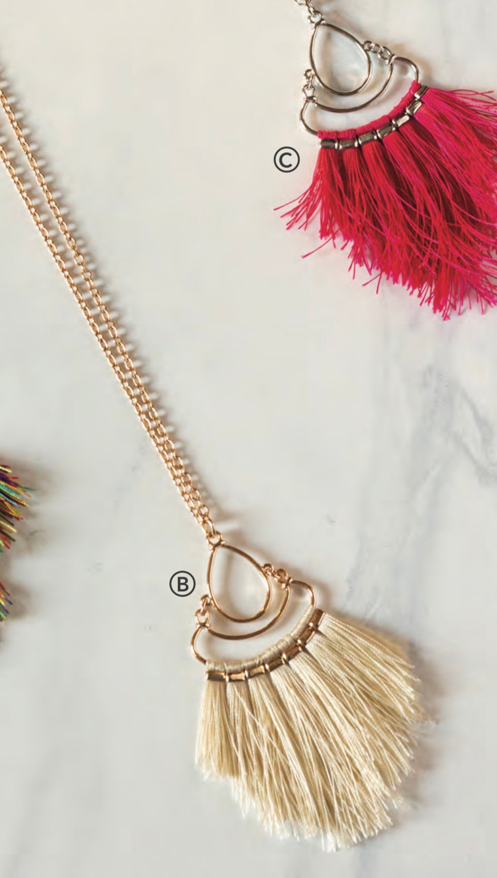 36" Cream Fringe Necklace