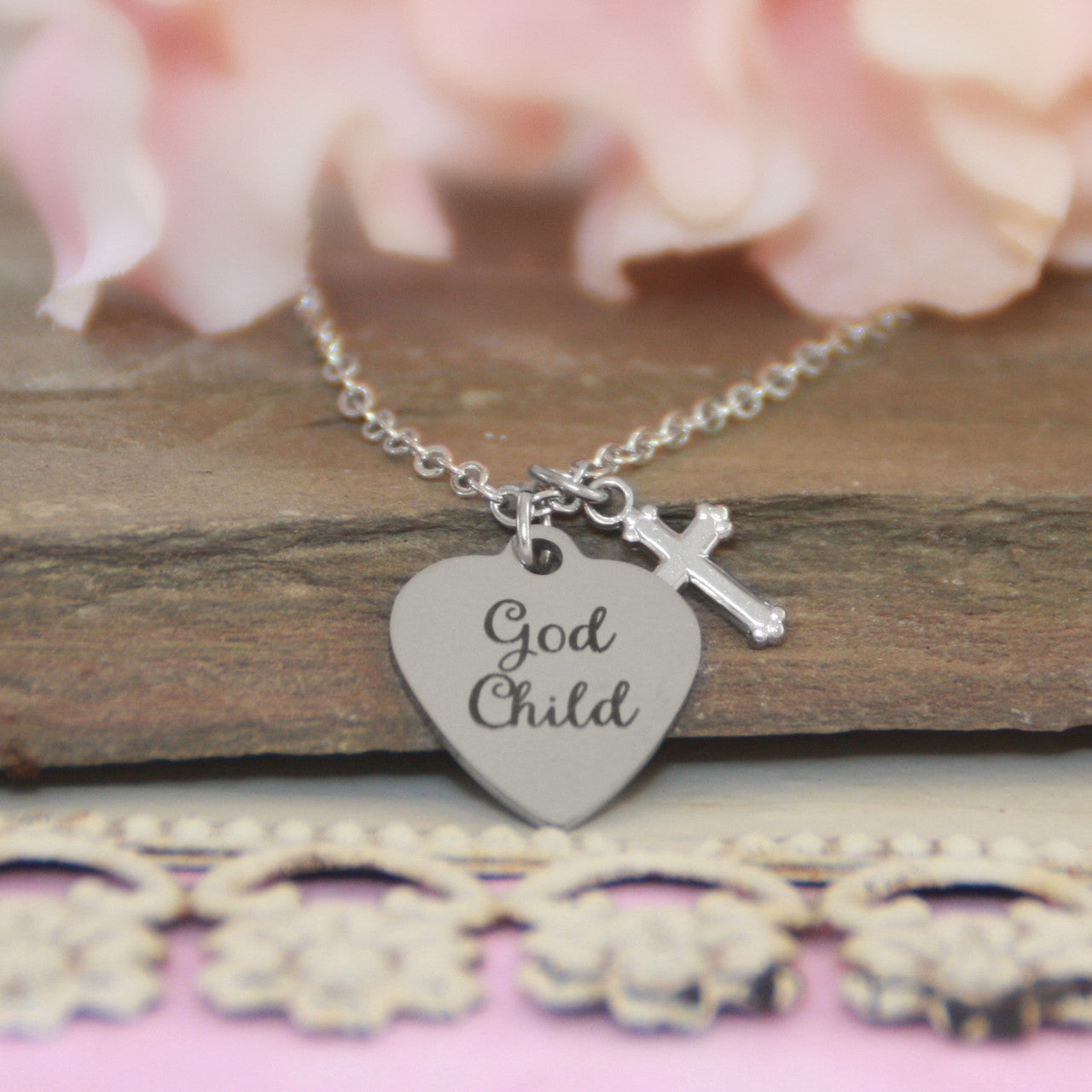 GOD CHILD STAINLESS WITH CROSS NECKLACE