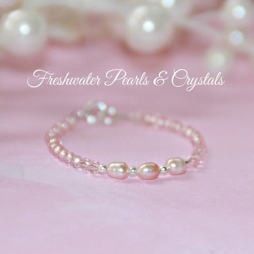 FW Pearls & Crystals Sweet Bracelet 4 1/2" Infant Size