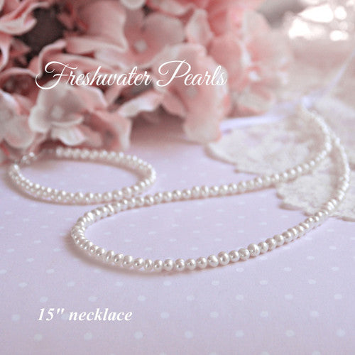 STERLING SILVER FW PEARLS CLASSIC 13", 14", or 15" NECKLACE