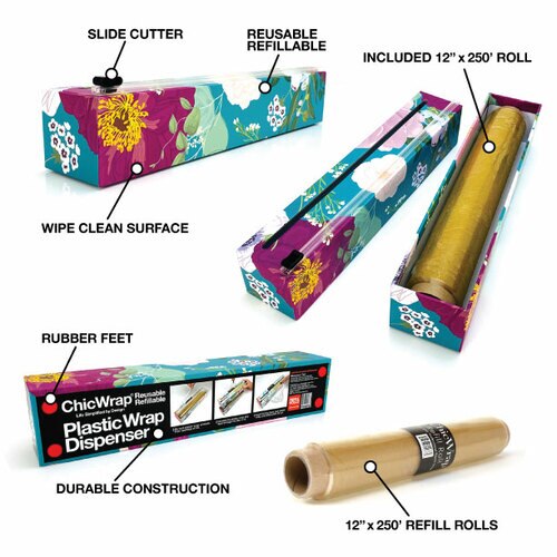 Dispenser Spring Flowers Plastic Wrap 12" x 250'