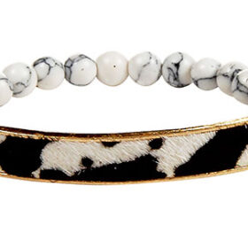 Beaded Cow Print Calf Hair Bar, 3 colors