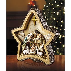8" Woodgrain Star Nativity