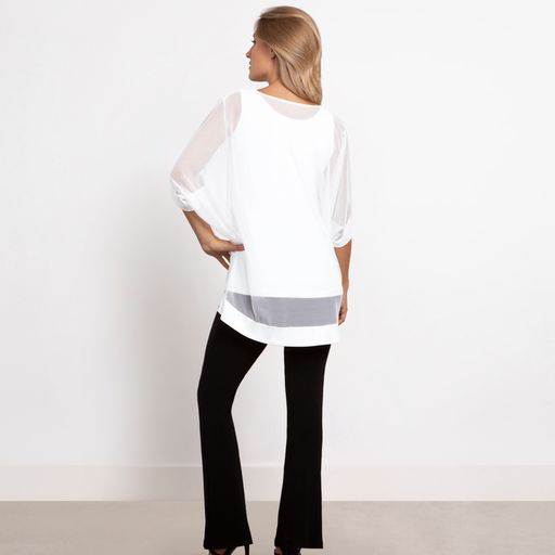 MESH BOXY TUNIC, ELBOW SLEEVE