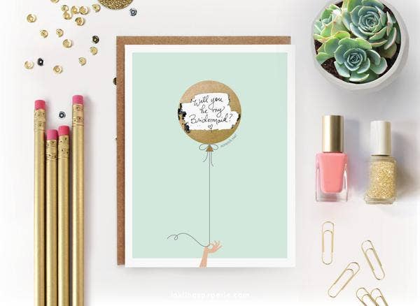 Mint & Gold Balloon Scratch-off Card