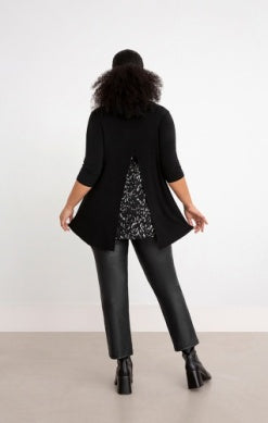 NU WHISPER SPLIT BACK TOP, 3/4 SLEEVE